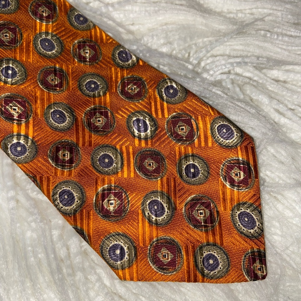Robert Talbott Orange and Gold Geometric Tie